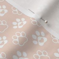 Smaller Scale Paw Prints White on Blush