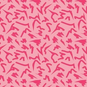 Monochrome Coral on Salmon Pink Sharp Doodle Lines