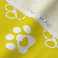 Bigger Scale Paw Prints White on Lemon Lime