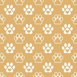 Bigger Scale Paw Prints White on Honey Gold