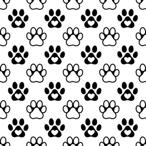 Bigger Scale Paw Prints Black on White