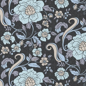Victorian Chintz Floral-textured charcoal bkgrd
