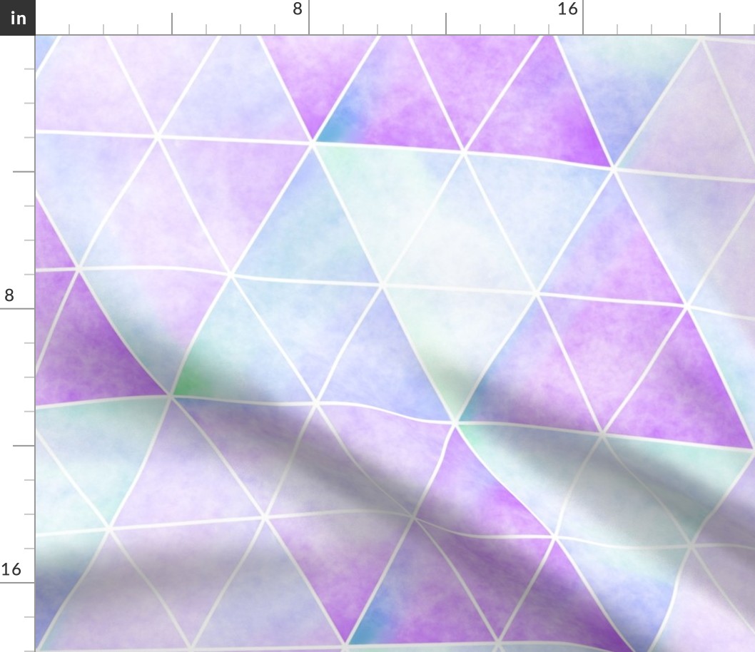 Geometric Watercolour Triangles in Purple Large