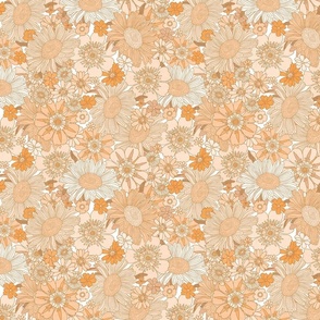 Retro Florals 70's Coral Medium