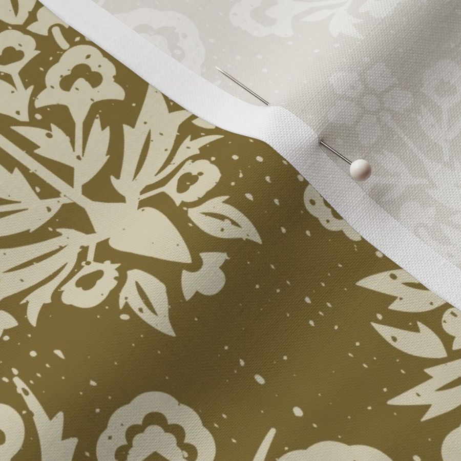 Simple Vintage Damask Pattern  - Bronze & Cream