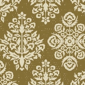 Simple Vintage Damask Pattern  - Bronze & Cream