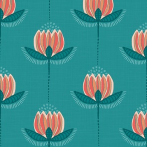 Riso Tulips in Coral and Teal - XL