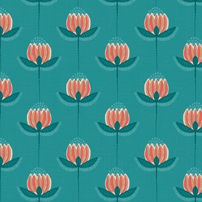 Riso Tulips in Coral and Teal - Large