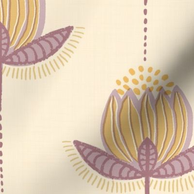 Riso Tulips in Dusky Violet and Mustard Yellow - XL