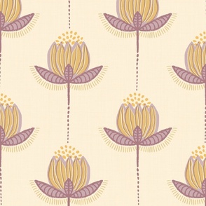 Riso Tulips in Dusky Violet and Mustard Yellow - XL
