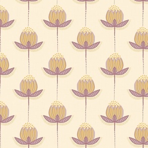 Riso Tulips in Dusky Violet and Mustard Yellow - Large