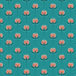 Riso Tulips in Coral and Teal