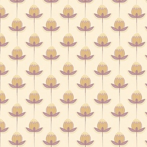 Riso Tulips in Dusky Violet and Mustard Yellow