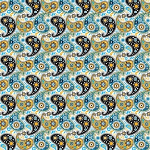 Country Western Paisley Blue and Gold - 6 inch