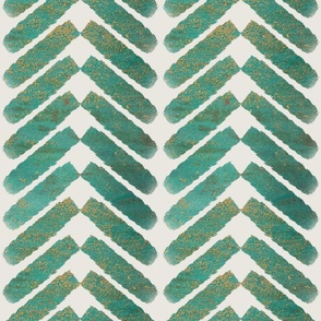 Chevron Turquoise and Gold Stone Wallpaper 