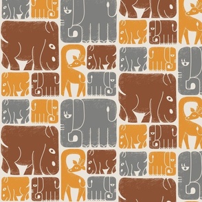 (M) African Safari brown, grey, yellow
