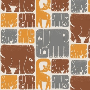 (L) African Safari brown, grey, yellow