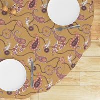 Paisley boho chic pink violet saffron yellow peach purple - large scale