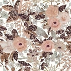 Neutral Painted Floral | Earth Tone boho style flowers