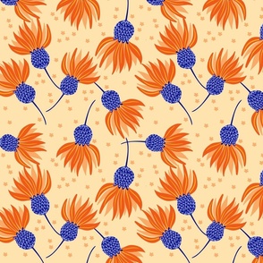 Fire bloom orange floral pattern 