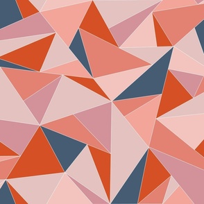 Fractal Triangles in Pink, Peach, Lavender & Sapphire Blue - Medium Scale