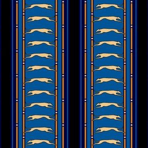 Running Greyhound Stripe tan blue © 2012 by Jane Walker