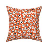 Spooky carved halloween pumpkins - cutesy style retro fall design white tangerine orange