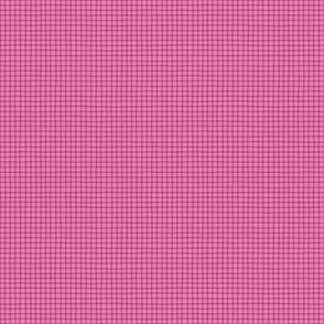 Simple Monochrome Hand Drawn Grid Blender Print - Fuchsia Bright Pink -  Small Scale