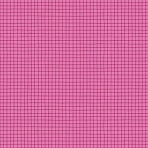 Simple Monochrome Hand Drawn Grid Blender Print - Fuchsia Bright Pink - 12x12 - Large Scale