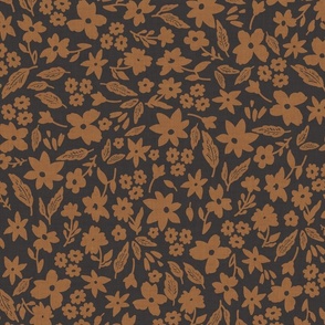 Ditsy Florals Toffee Dark Truffle Large