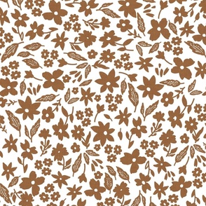 Ditsy Florals Toffee White Large