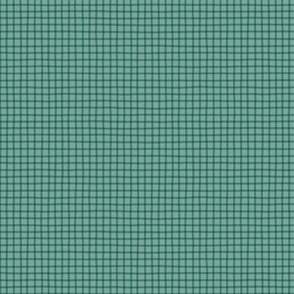 Simple Monochrome Hand Drawn Grid Blender Print - Aqua Turquoise - Medium Scale
