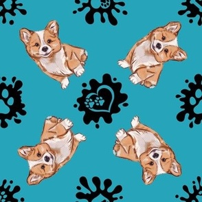 Puppy Love 7 Corgi Teal