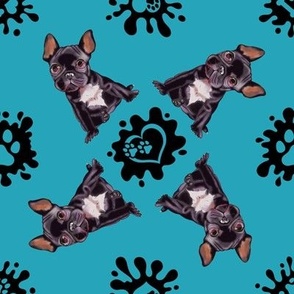 Puppy Love 10 French Bulldog Teal