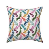 Coastal Charm Hand Drawn Rainbow Color Coral Reef Pattern in Jewel Tones - Small