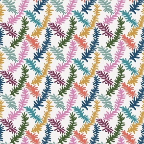 Coastal Charm Hand Drawn Rainbow Color Coral Reef Pattern in Jewel Tones - Small