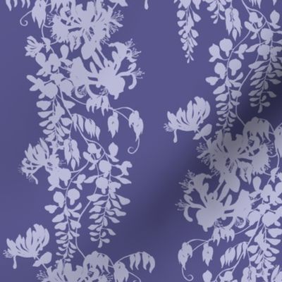 Wisteria & Honeysuckle Silhouette - purple/blue on dark