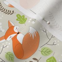 Fox - Sleepy Foxes (cream) Baby Nursery Woodland Animals Kids Childrens Bedding B7