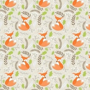 SMALL Fox - Sleepy Foxes (cream) Baby Nursery Woodland Animals Kids Childrens Bedding B7