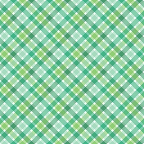 Diagonal Multicolor Green Plaid