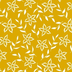 Cream On Gold Flowers (Medium)