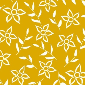 Cream On Gold Flowers (Large)