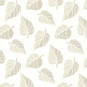 Leaves in Beige and Taupe on a Cream Background