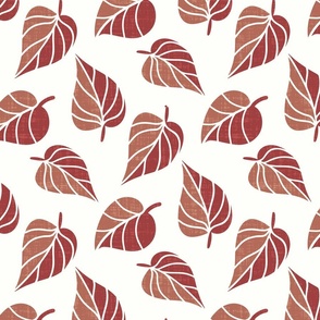 Leaves in Red and Rust on a Cream Background 