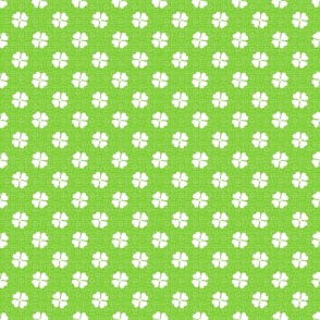 White Clovers on Lime Green Background