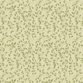 leaf sprigs  sage green on pale moss green 