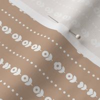 Strings of flowers - thin blossom boho mudcloth design with spots dots and daisies abstract hearts white on latte beige