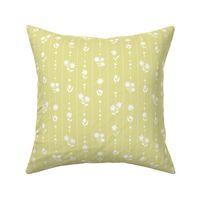 Boho flowers and dots - abstract romantic summer blossom garden strings white on lime green nineties palette