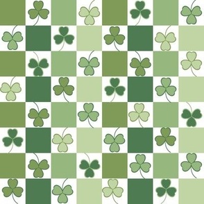 MEDIUM shamrock checkerboard fabric - trendy st. pattys fabric  cute design