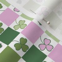 MEDIUM shamrock checkerboard fabric - trendy st. pattys fabric  cute design